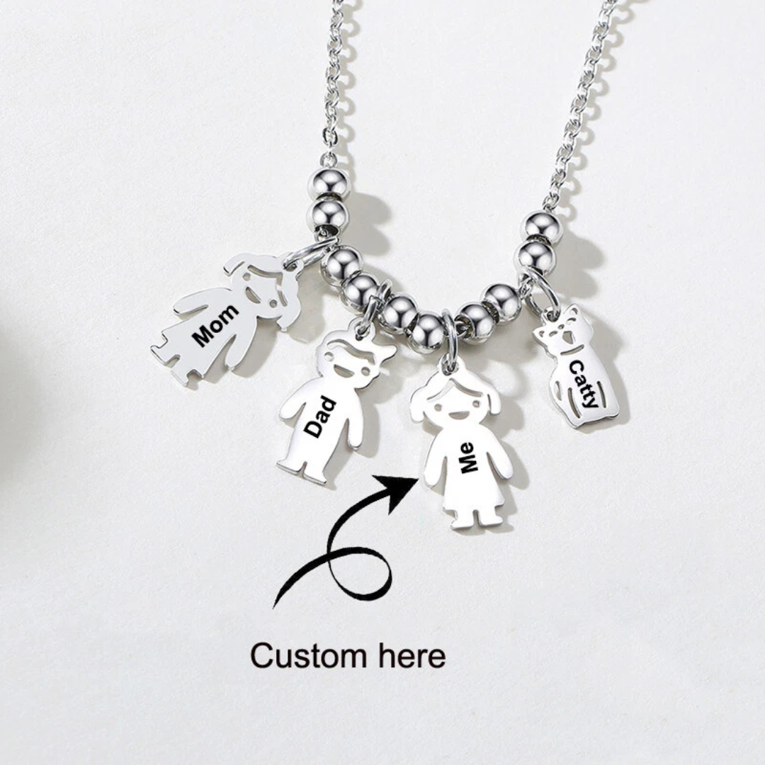 Name Engraved Family Charm Necklace