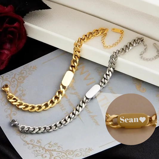 Engraved Cuban Titanium Bracelet