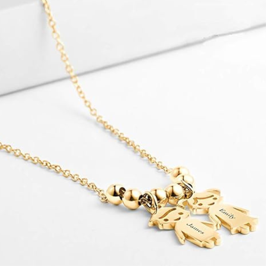 Name Engraved Family Charm Necklace