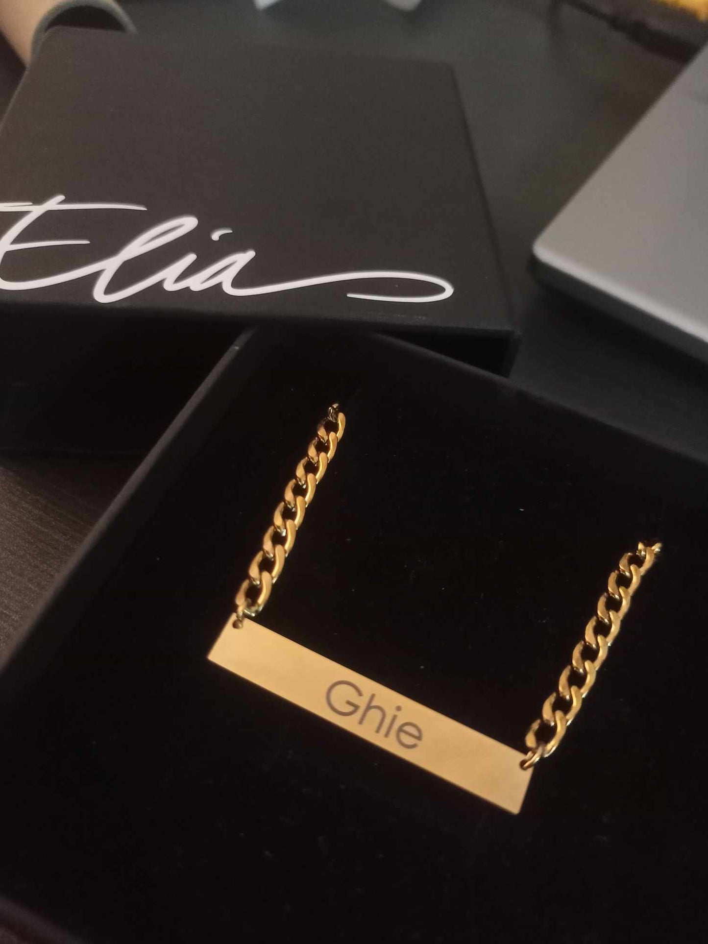 Bar Engraved Horizontal Name Necklace