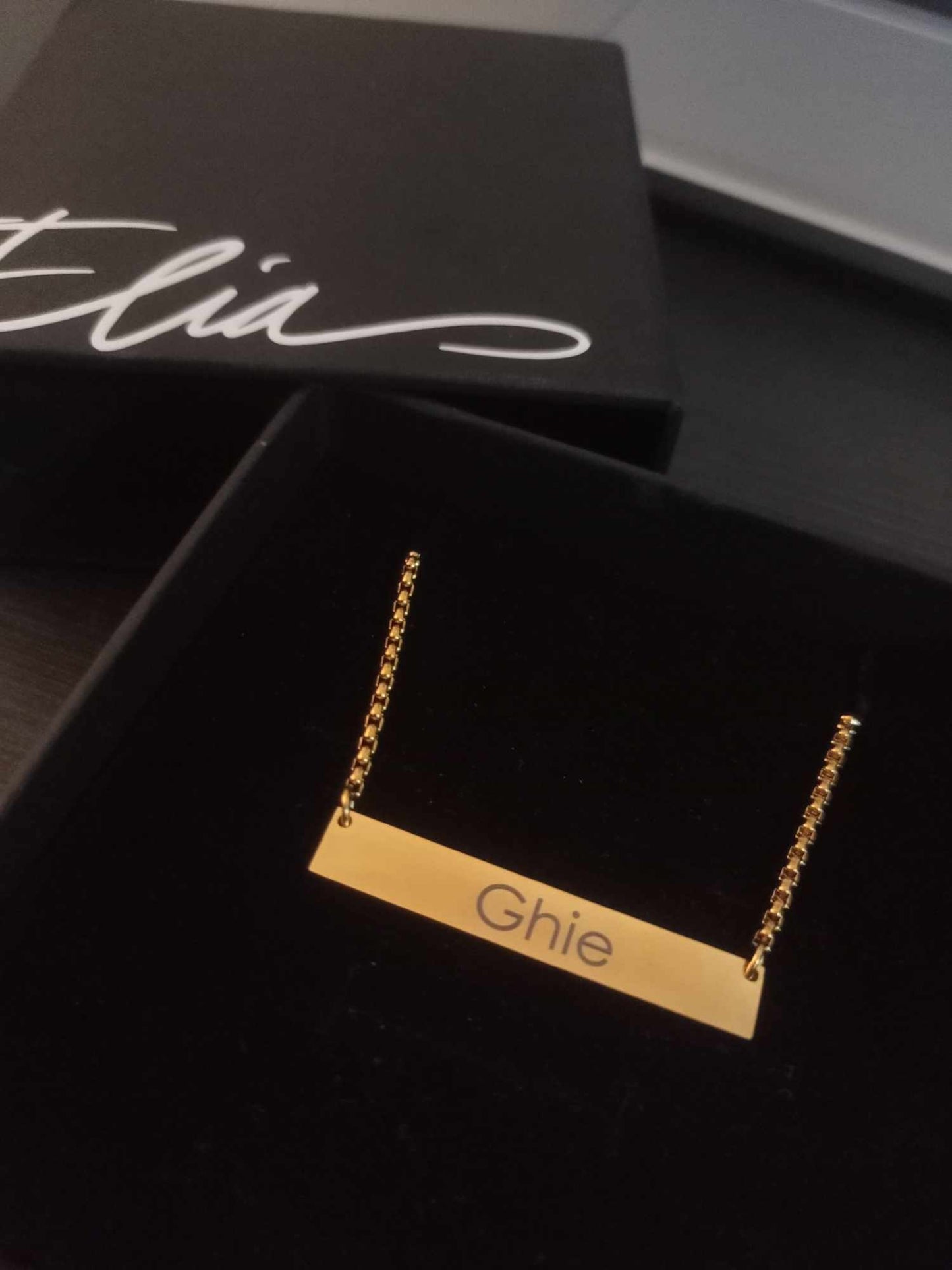 Bar Engraved Horizontal Name Necklace