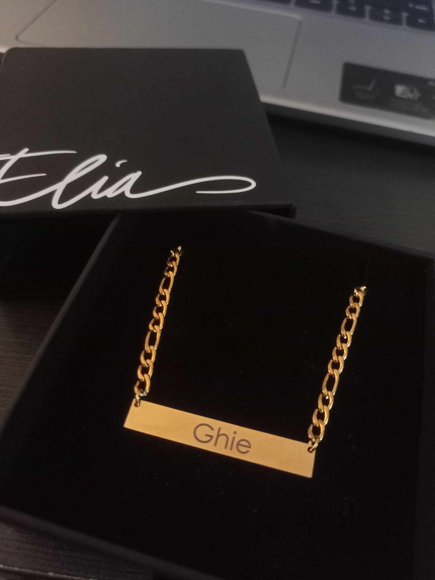 Bar Engraved Horizontal Name Necklace