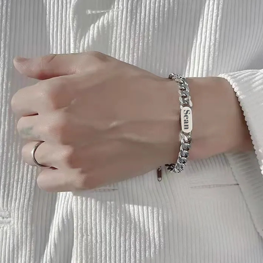 Engraved Cuban Titanium Bracelet