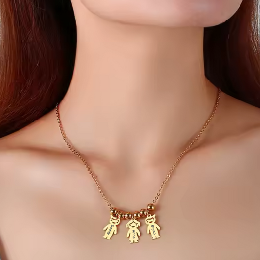 Name Engraved Family Charm Necklace