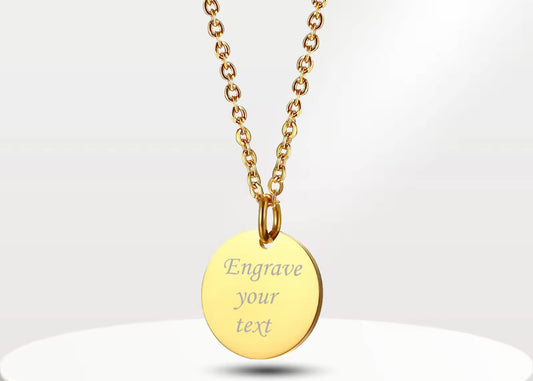 Engraved Circle Pendant Necklace