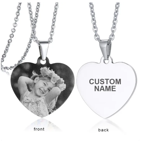 Engraved Heart Photo Necklace
