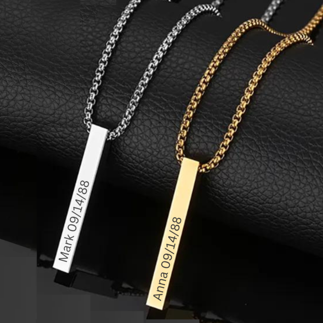 Bar Engraved Rolo Chain Necklace – ELIA PERSONALIZED