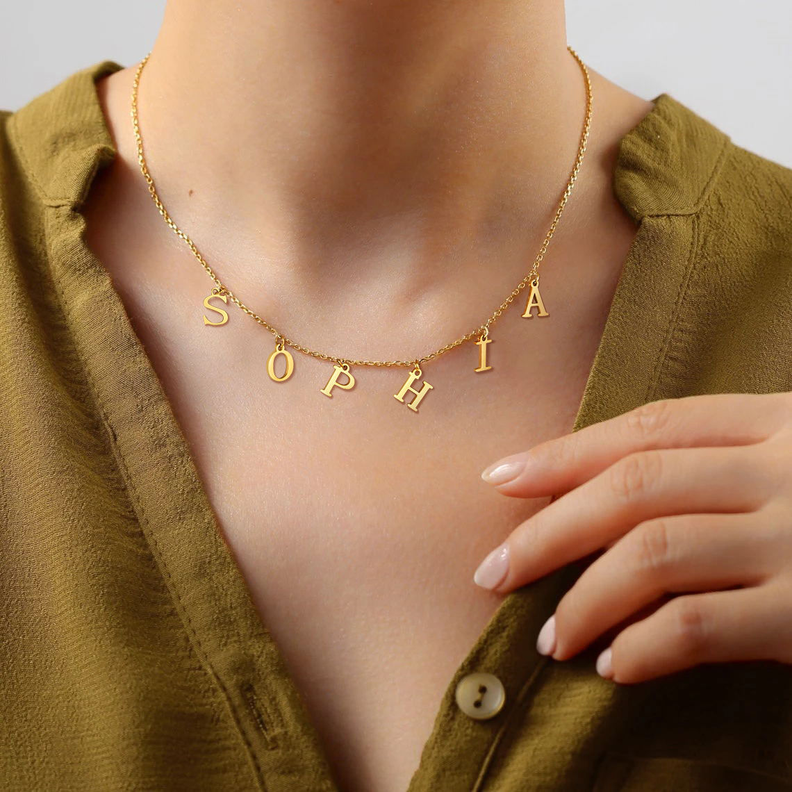 Personalized Name Letters Gold Necklace
