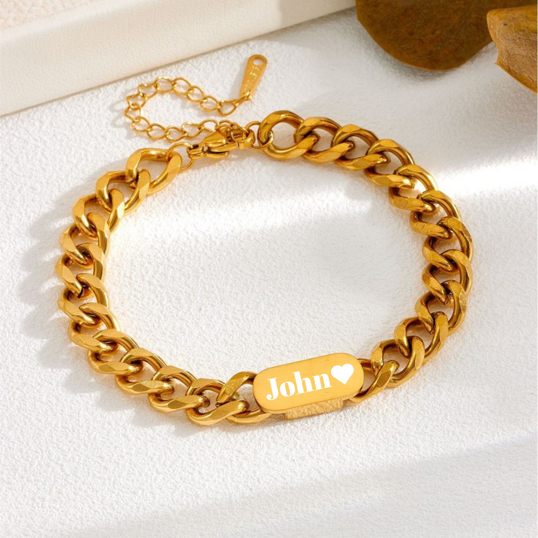 Engraved Cuban Titanium Bracelet