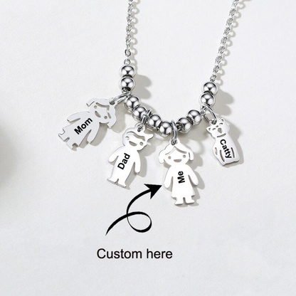 Name Engraved Family Charm Necklace