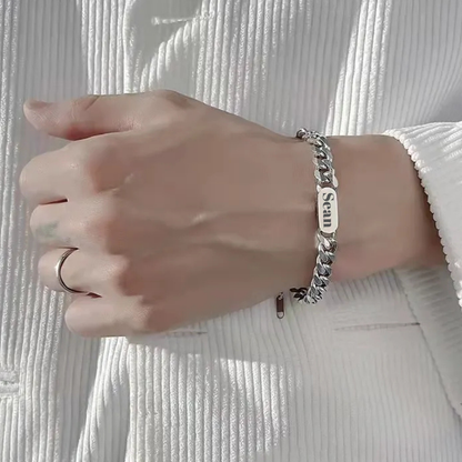 Engraved Cuban Titanium Bracelet