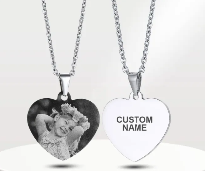 Engraved Heart Photo Necklace