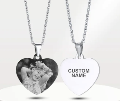 Engraved Heart Photo Necklace