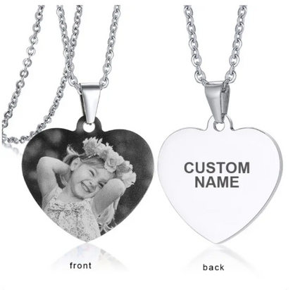 Engraved Heart Photo Necklace