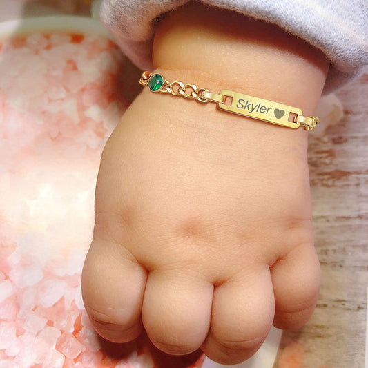 Kids Engraved Birthstone Bracelet ( Adjustable)
