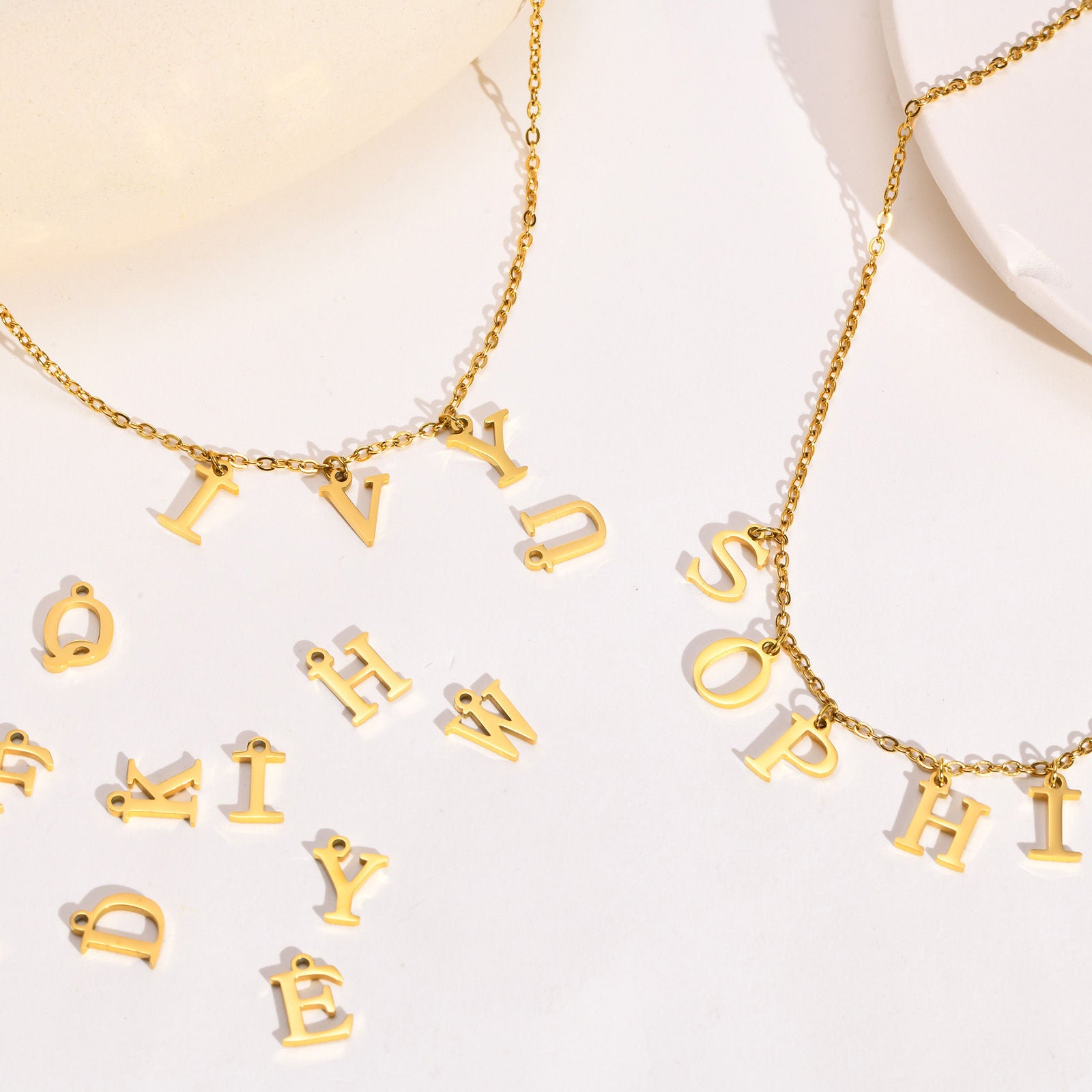 Personalized Name Letters Gold Necklace
